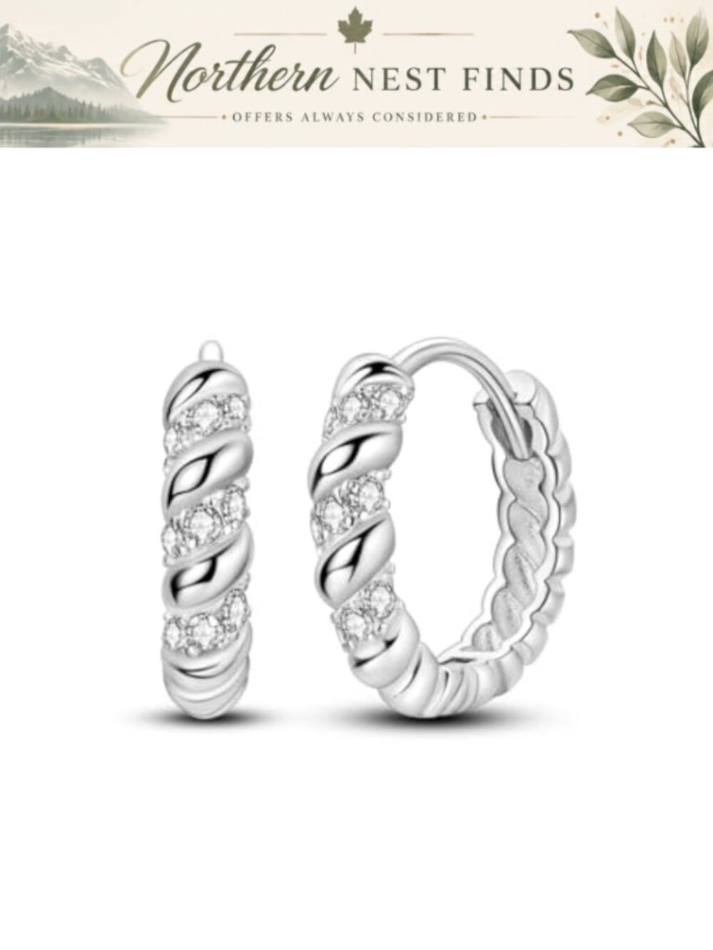 925 Sterling Silver Hoop Earrings Cubic Zirconia Small Hoop Earrings Cartilage
